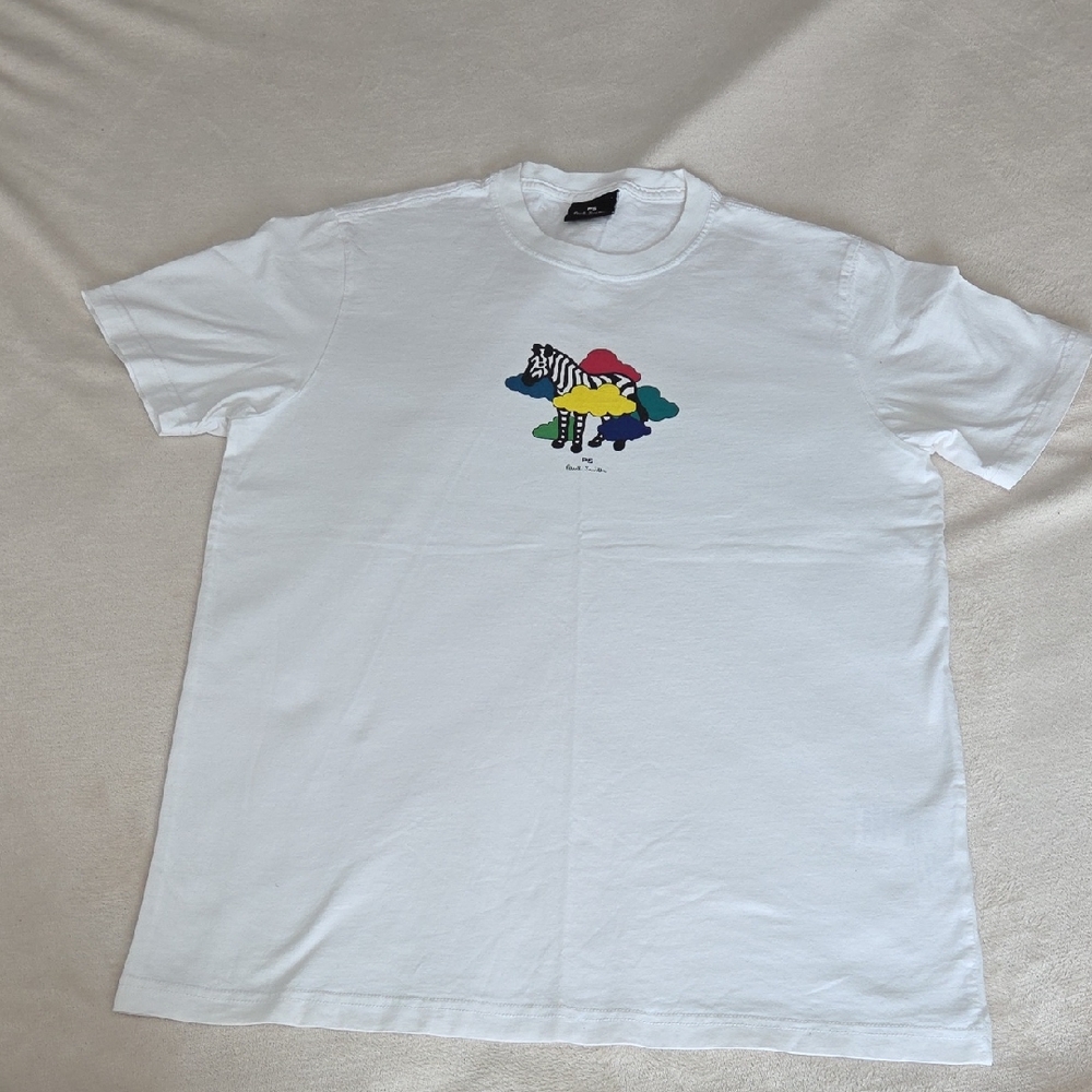 IUC Paul Smith White T-Shirt with Zebra Motif. Size M